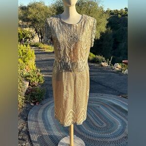 Vintage Stanley Gold Lace Mini Dress